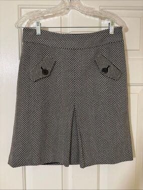LOFT Black and White Chevron Bermuda Shorts